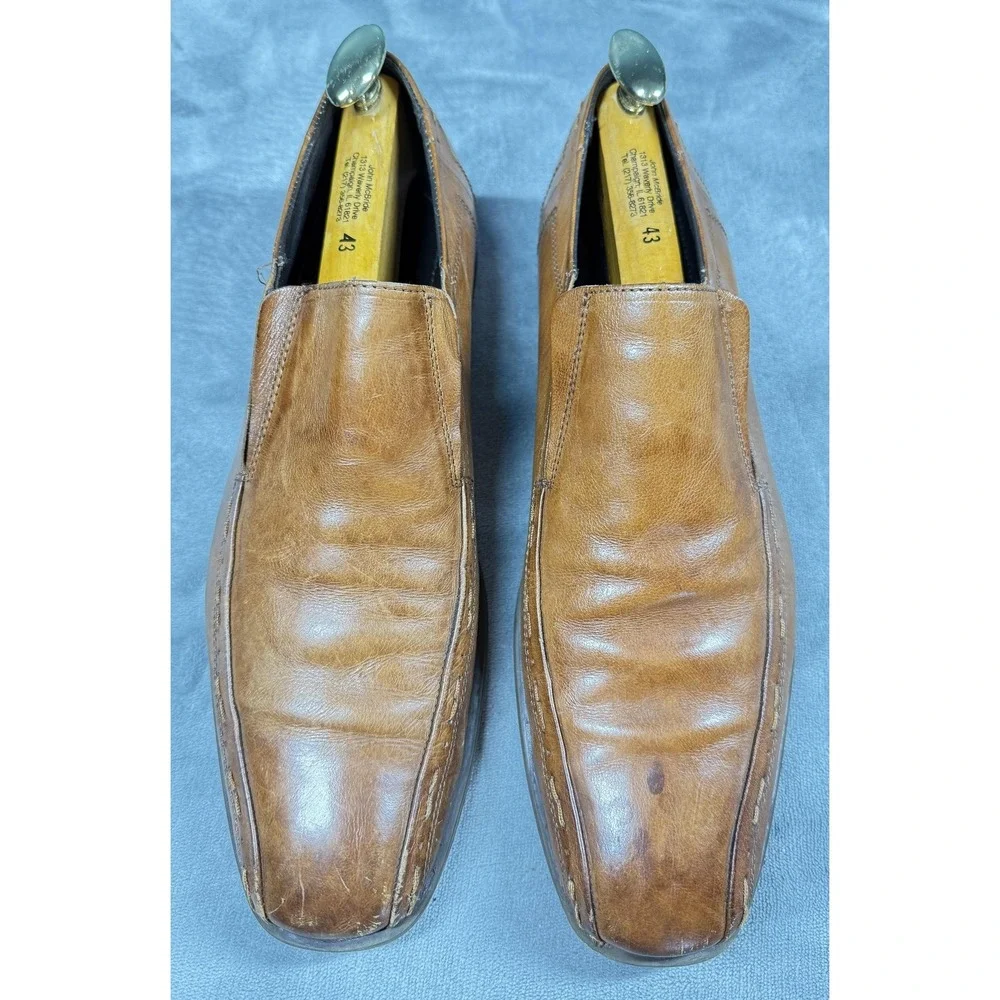 Bostonian Shoes Mens Size 10.5 Brown Leather Slip On Dress Square Toe 28684